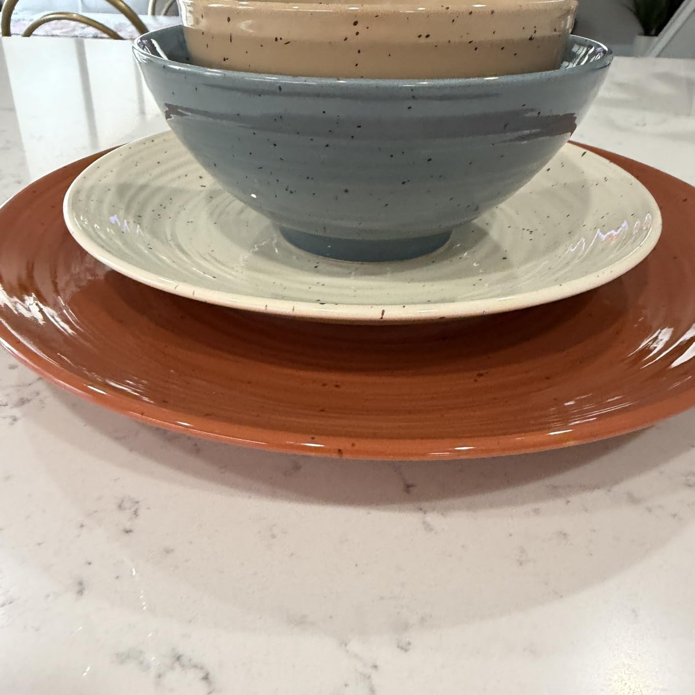 Sango Siterra Painter's Palette 16-Piece Stoneware Dinnerware Set - Service for 4, Ceramic Plates and Bowls Sets, Chip Resistant, Rustic Dishware, Microwave & Dishwasher Safe Kitchen Dishes customer photo 2