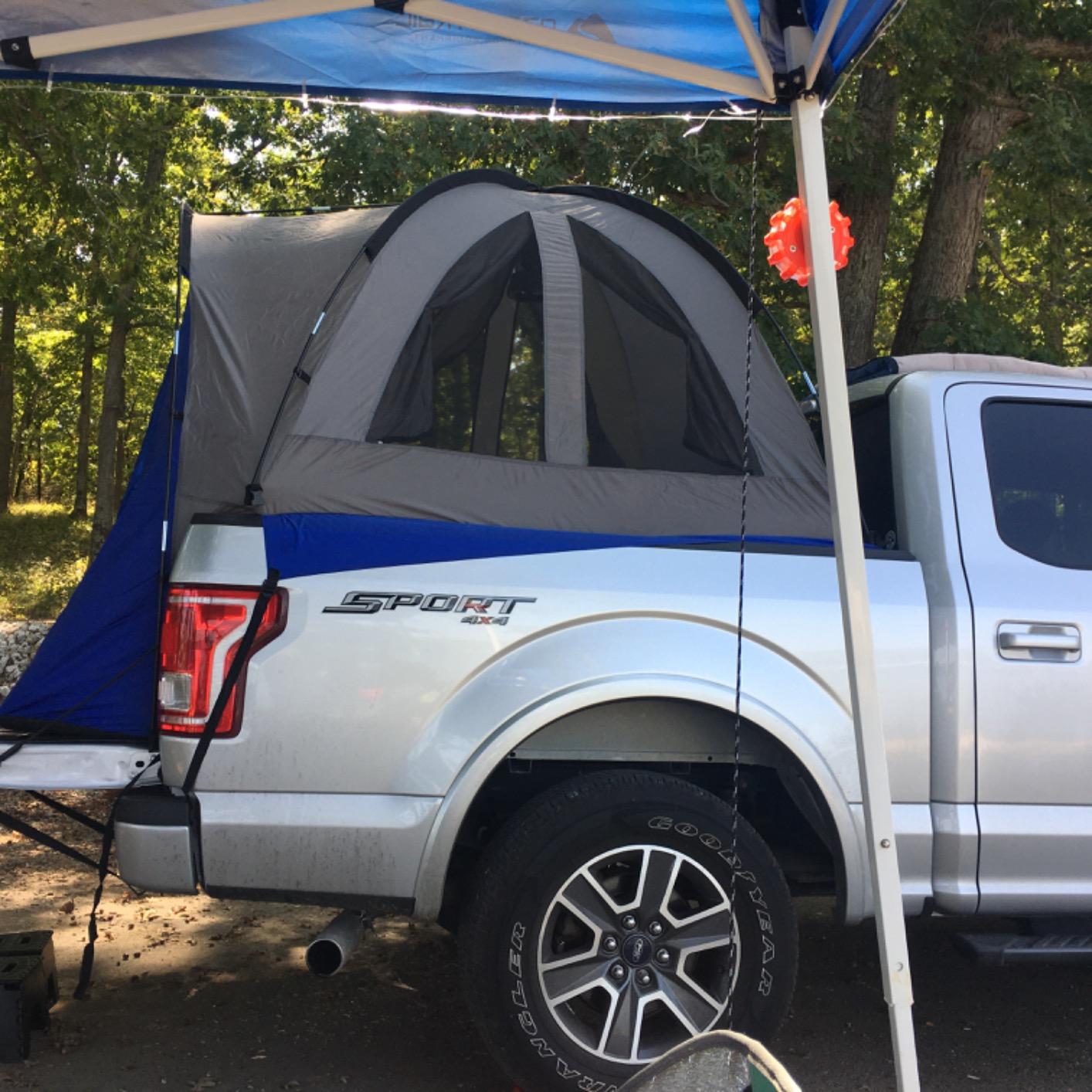 Hasika Double Layer Pickup Truck Bed Tent with Awning, PU3000mm Waterproof Camping Shelter, Fits 5 to 6.5 ft Short Bed/Regular Bed, Blue/Grey customer photo 1