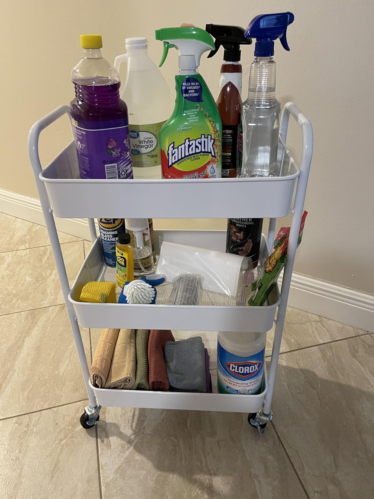 CAXXA 3-Tier Rolling Metal Storage Organizer - Mobile Utility Cart, Kitchen Cart with Caster Wheels (Black) customer photo 1