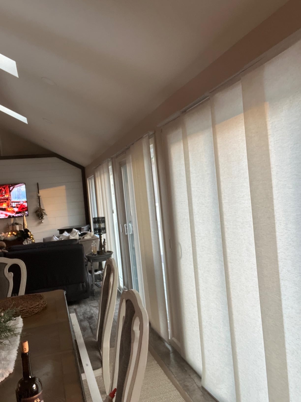 CHICOLOGY Panel Track Blinds for Sliding Glass Door, Adjustable Track for Patio Entry, Large Windows, Closet Opening and Room Divider, Trim to Fit Fabric Shades, 46 to 86 W x 96 H, Movie Night White customer photo 2