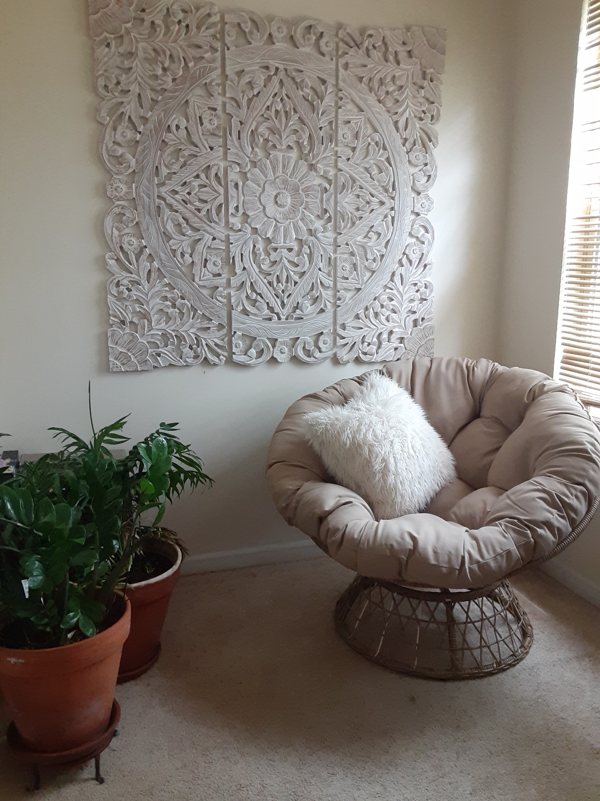 Milliard Wicker Papasan Chair with 360-degree Swivel, Beige Cushion and Brown Frame. Indoor and Outdoor Use customer photo 2