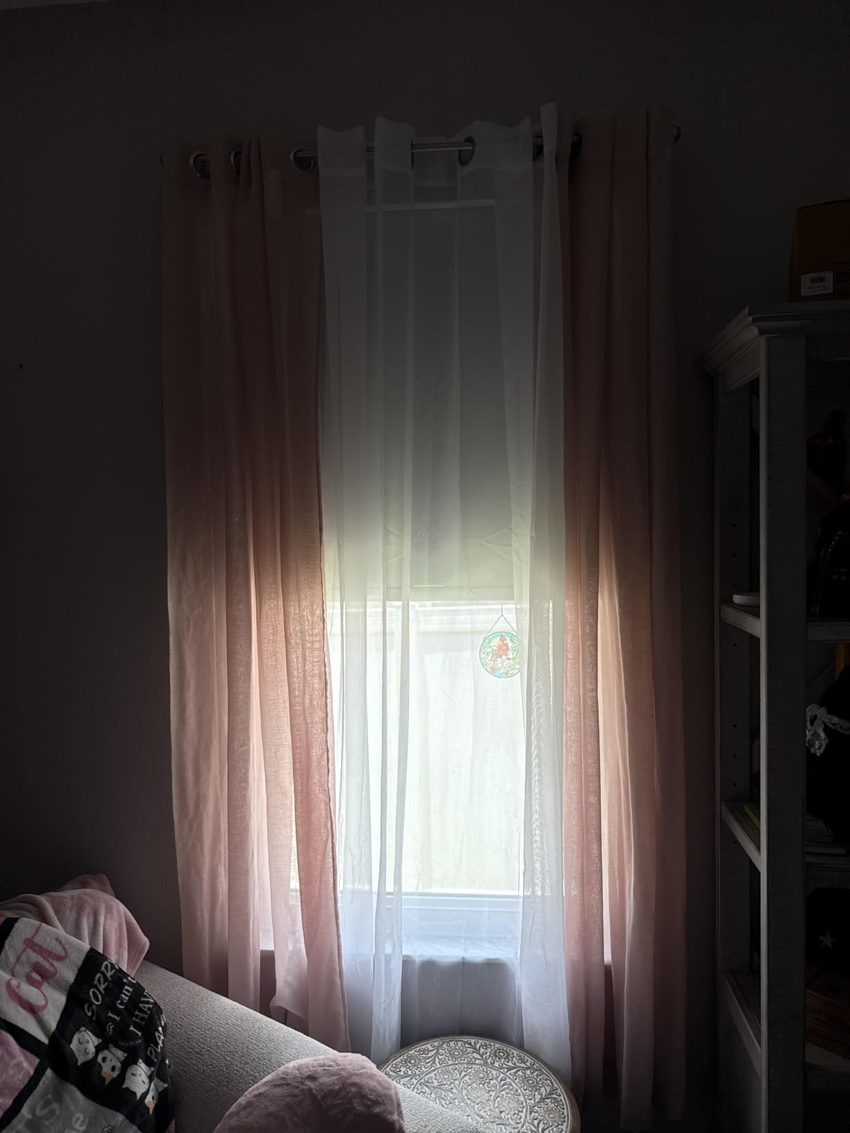 NICETOWN White Sheer Linen Curtains for Living Room 84 inch Length 2 Panels Set, Grommet Semi Sheer Privacy with Light Filtering Flax Window Treatments for Bedroom, W52 x L84 customer photo 1