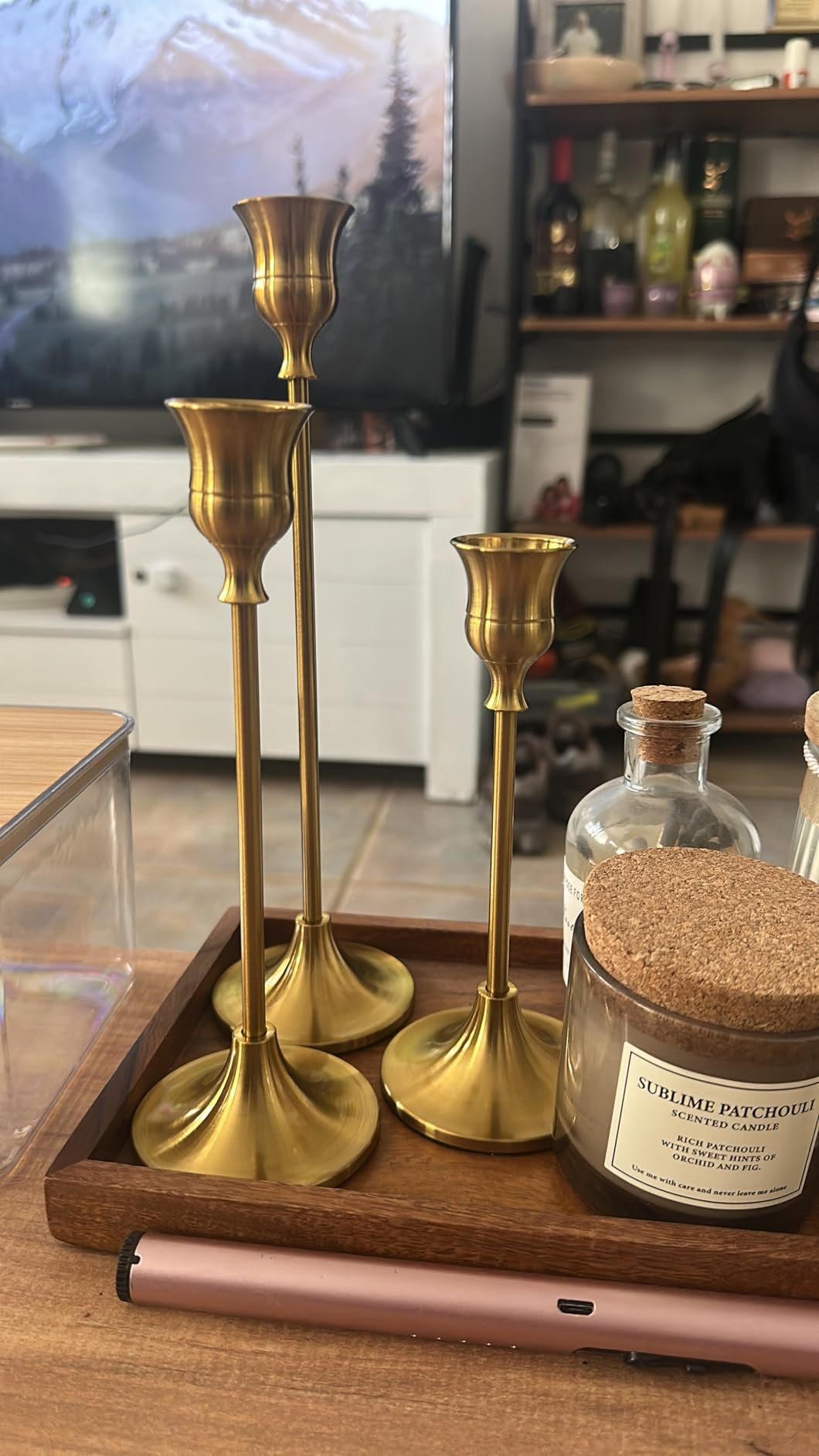 2 Sets(6 Pcs) Brass Gold Metal Taper Candle Holders Candlestick Holders, Vintage Modern Decorative Centerpiece Candlestick Holders for Table Mantel Wedding Housewarming Gift customer photo 2