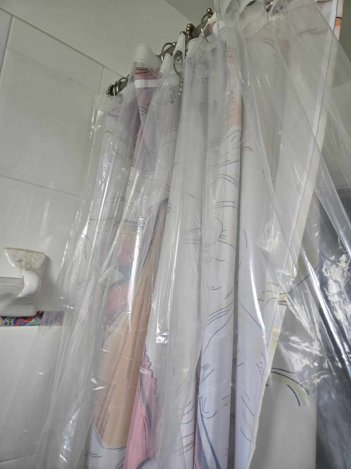 Mrs Awesome Clear Shower Curtain Liner with 3 Magnets, 72x72 Premium Flexible Sturdy Plastic Shower Curtain for Bathroom Lightweight, Waterproof, Clear customer photo 2