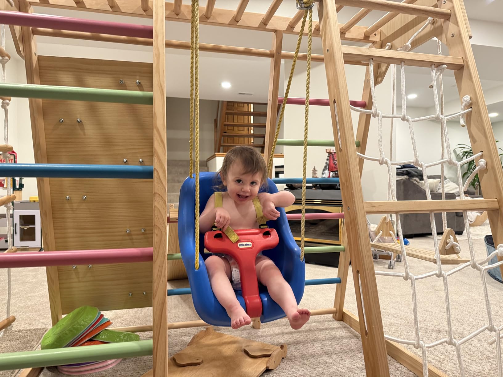 Avenlur Indoor Playground Jungle Gym - Magnolia 6-in-1 Montessori Wooden Indoor Playground for Kids & Toddlers Ages 2-6 - Waldorf Toys, Rope Ladder, Indoor Swing, Baby Slide, Rock Climbing Wall, More customer photo 1