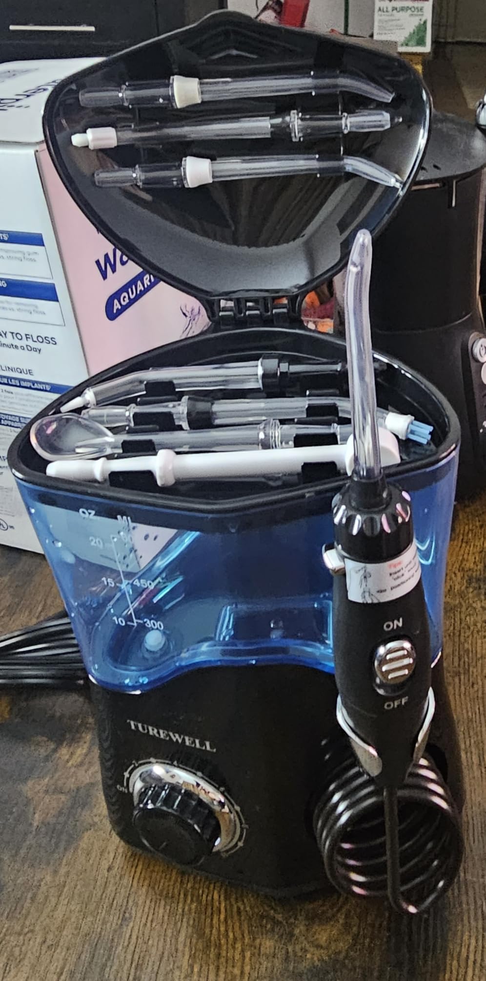 TUREWELL Water Dental Flosser for Teeth/Braces, Water Teeth Cleaner 8 Jet Tips and 10 Pressure Levels, 600ML Large Water Tank Oral Irrigator for Family, Black customer photo 1