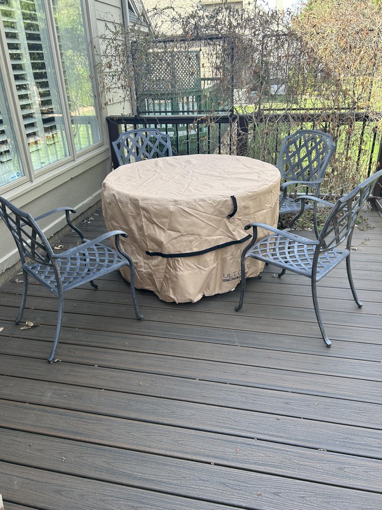ULTCOVER Round Patio Table and Chair Set Cover - Outdoor Heavy Duty 600D Waterproof Furniture Cover 60 inch customer photo 1