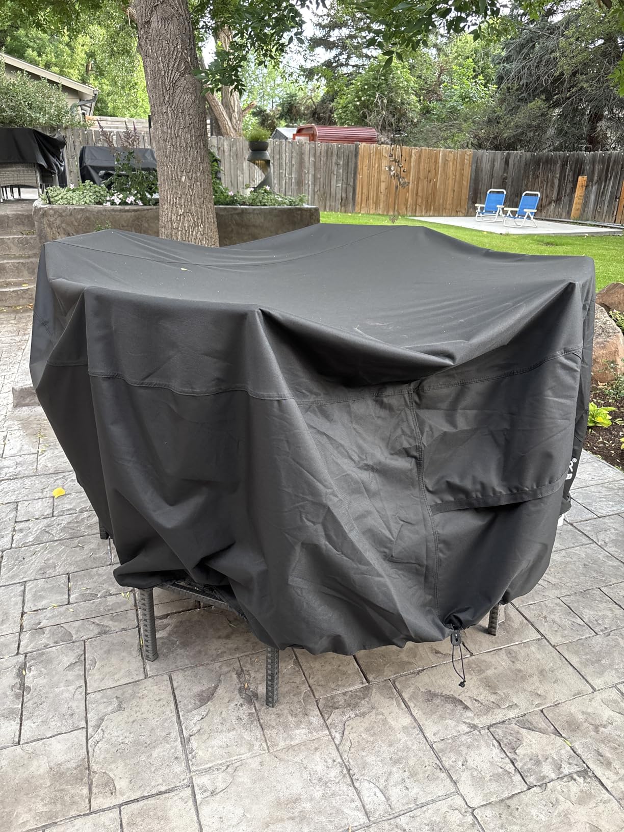 ULTCOVER Round Patio Table and Chair Set Cover - Outdoor Heavy Duty 600D Waterproof Furniture Cover 60 inch customer photo 2