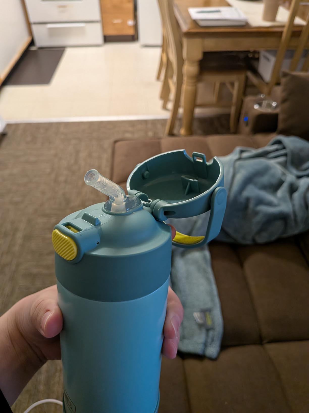 THERMOS FUNTAINER Water Bottle with Straw - 12 Ounce - Kids Stainless Steel Vacuum Insulated Water Bottle with Lid, Blue/Green customer photo 2