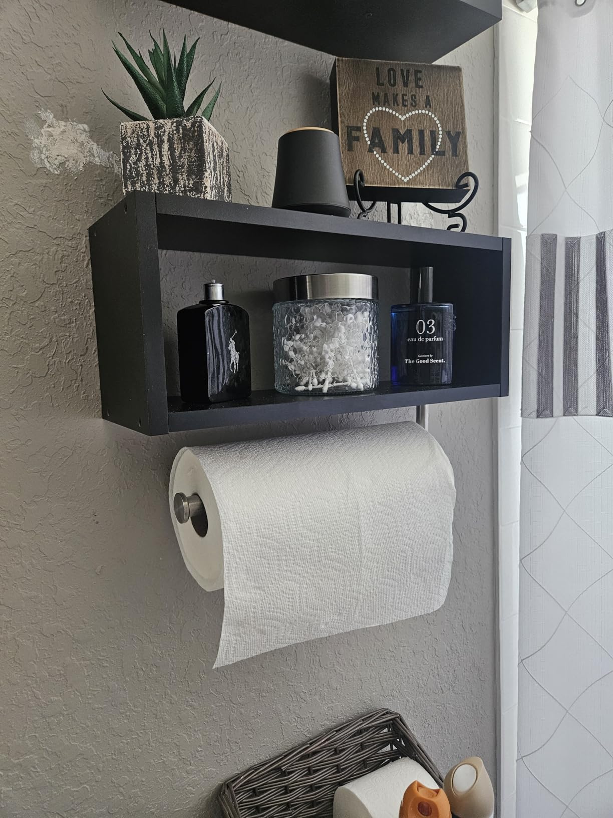 theaoo Paper Towel Holder - Under Cabinet Paper Towel Holder for Kitchen, Adhesive Paper Towel Roll Rack for Bathroom Towel, Wall Mounted Matte Black Paper Towel Rack, SUS304 Stainless Steel customer photo 2