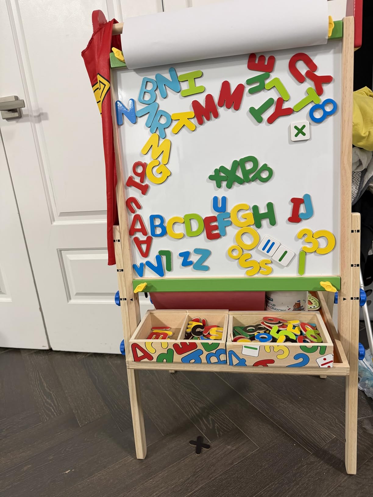 Tiny Land Easel for Kids with 2 Drawing Paper Roll, Adjustable Kids Art Easel, Learning-Toy for 3,4,5,6,7,8 Years Old Boy & Girls, Wooden Chalkboard & Magnetic Whiteboard & Painting Paper Stand customer photo 1