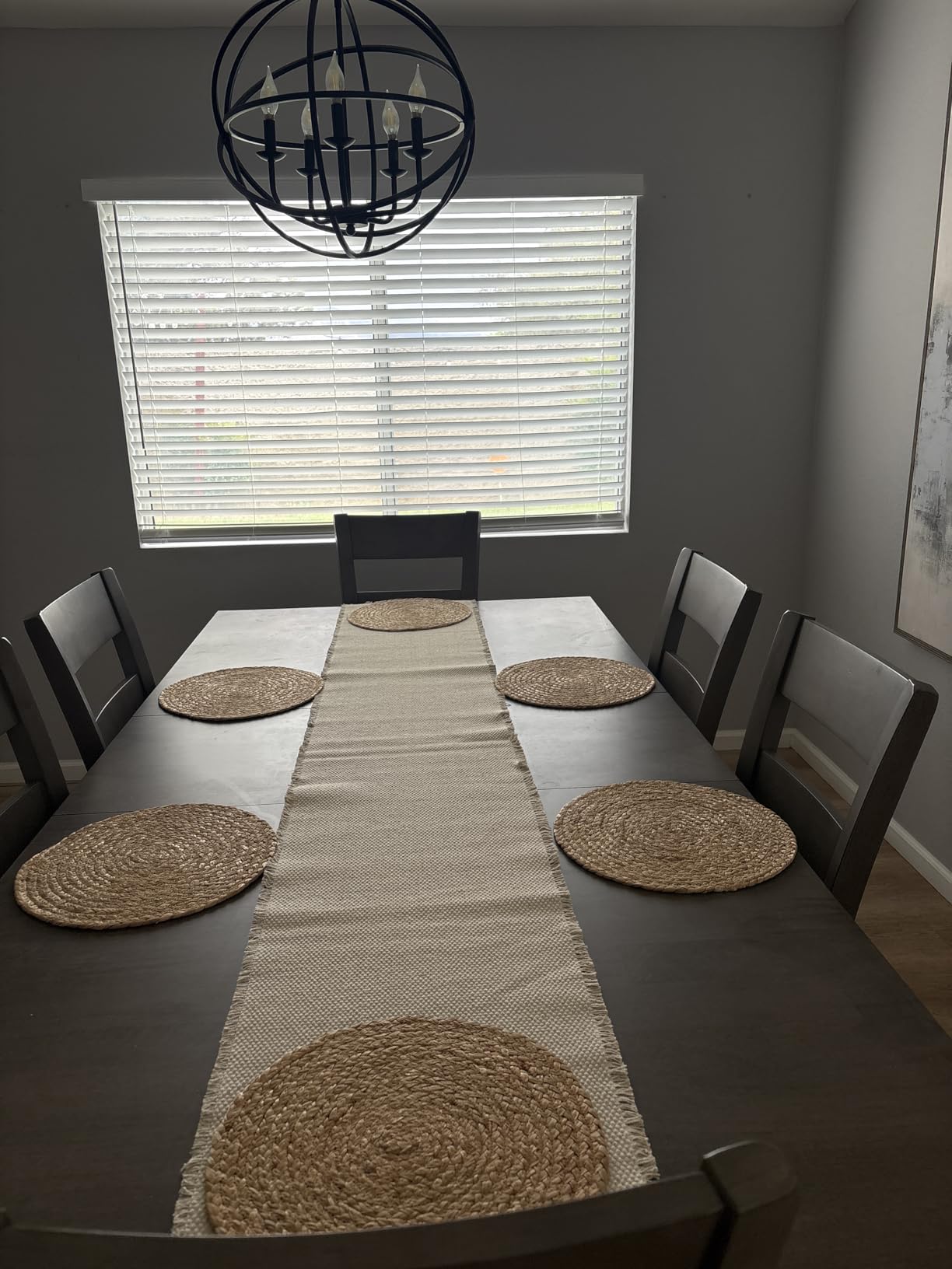 Woven Placemats Round Placemats Set of 6, 13.5 Inch Wicker Placemat Circle Rattan Placemats Farmhouse Boho Braided Natural Water Hyacinth Place Mats for Indoor & Outdoor Table Decor customer photo 1