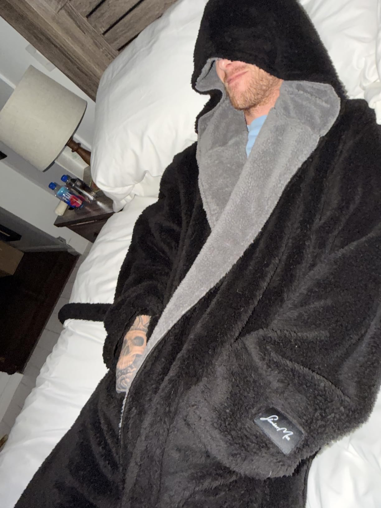 SlumberMee Mens Fleece Plush Robe with Hood Ultra Soft Fluffy Full Length Long with Pockets Luxurious House Coat customer photo 2