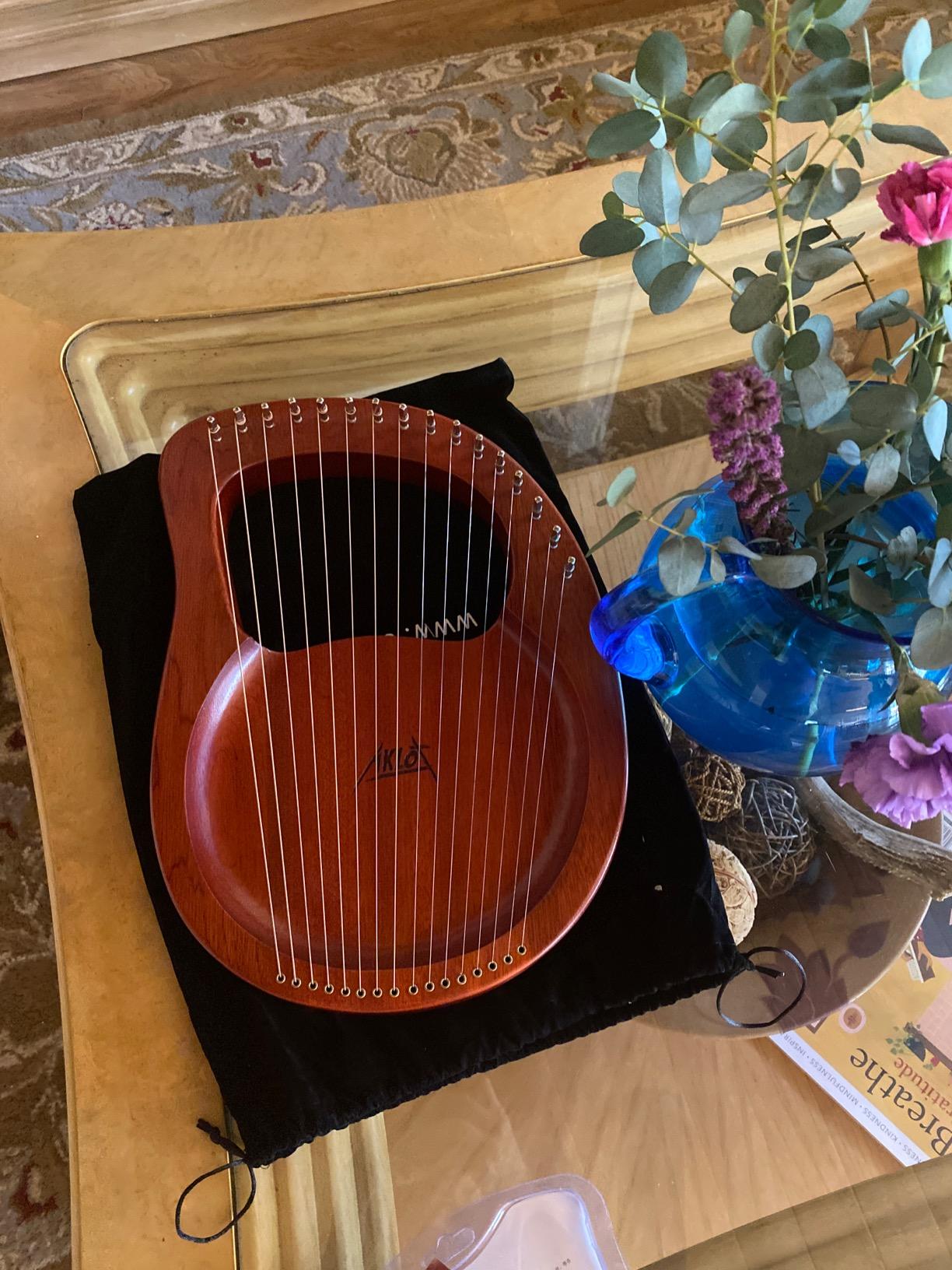 AKLOT 15 Strings Mahogany Harp 22 Inch Height for Adult Professional Beginner with Tuning Wrench, Black Gig Bag, Strap customer photo 1