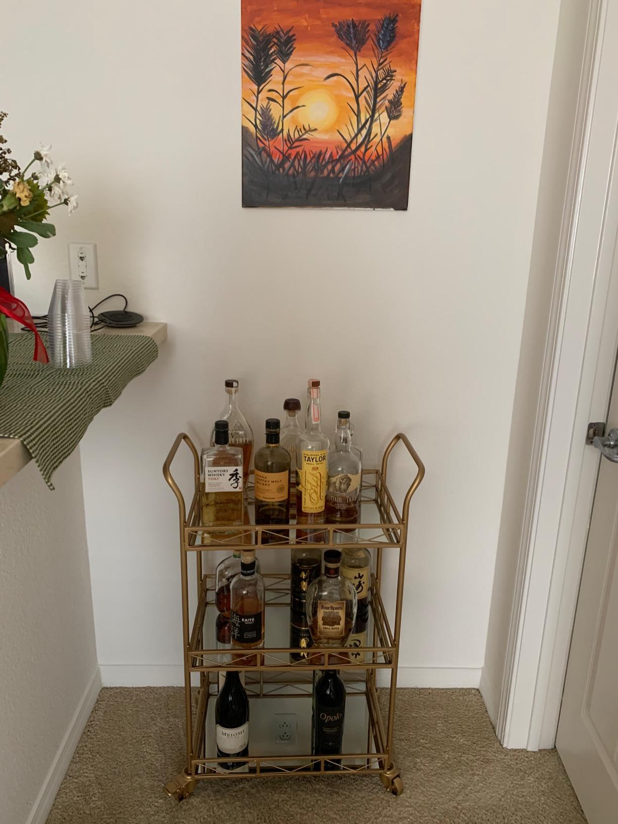 Kate and Laurel Ketia Modern Metal Bar Cart; 23 x 13 x 34; Black; Glamorous Three Tier Bar Cart for Display and Storage customer photo 1