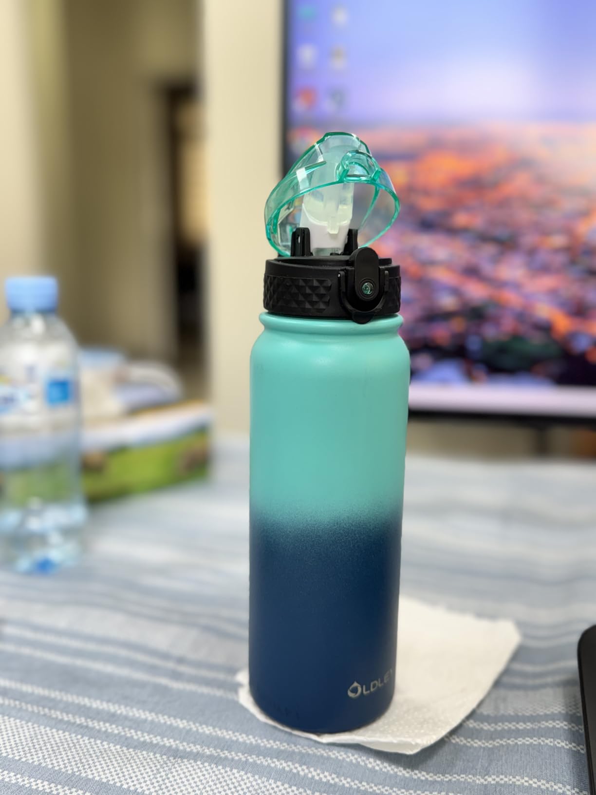 Oldley Insulated Water Bottle 20oz for Adults Kids Stainless Steel Water Bottles with Straw/Chug/Carabiner 3 Lids Fruit Strainer Double Wall Vacuum Wide Mouth BPA Free Leak-Proof for School Travel customer photo 1