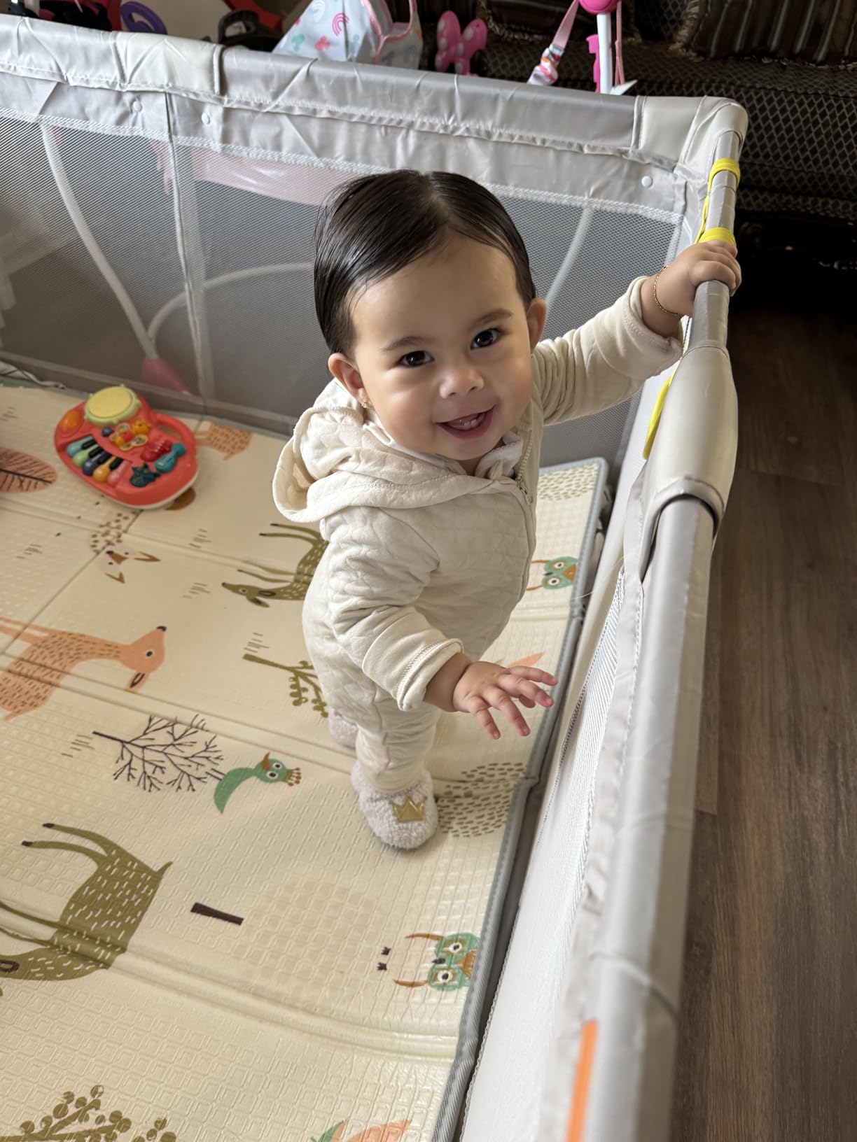 Mloong Baby Playpen with Mat, 59x59 Inches Extra Large Playpen for Babies and Toddlers, Indoor & Outdoor Activity Center, Safety Baby Fence customer photo 1