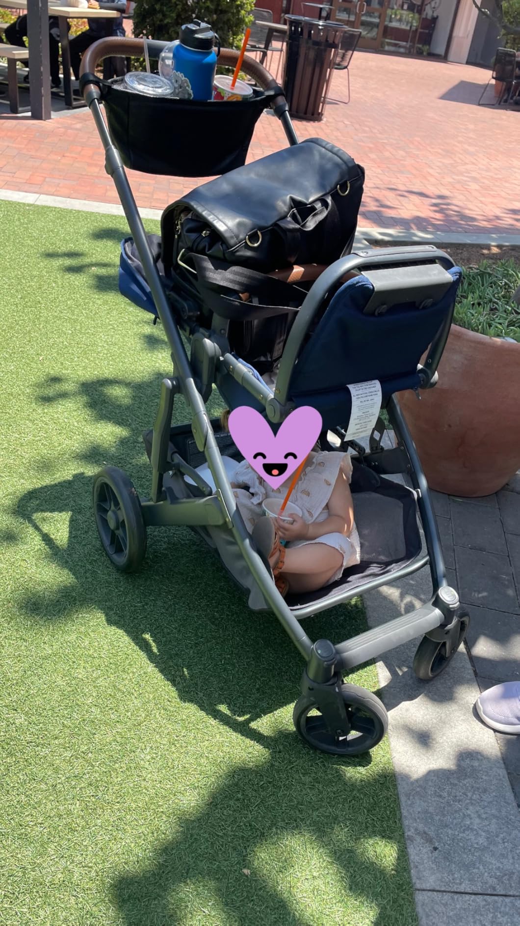 UPPAbaby Cruz V2 Stroller/Full-Featured Stroller with Travel System Capabilities/Toddler Seat, Bumper Bar, Bug Shield, Rain Shield Included/Greyson (Charcoal Mélange/Carbon Frame/Saddle Leather) customer photo 2