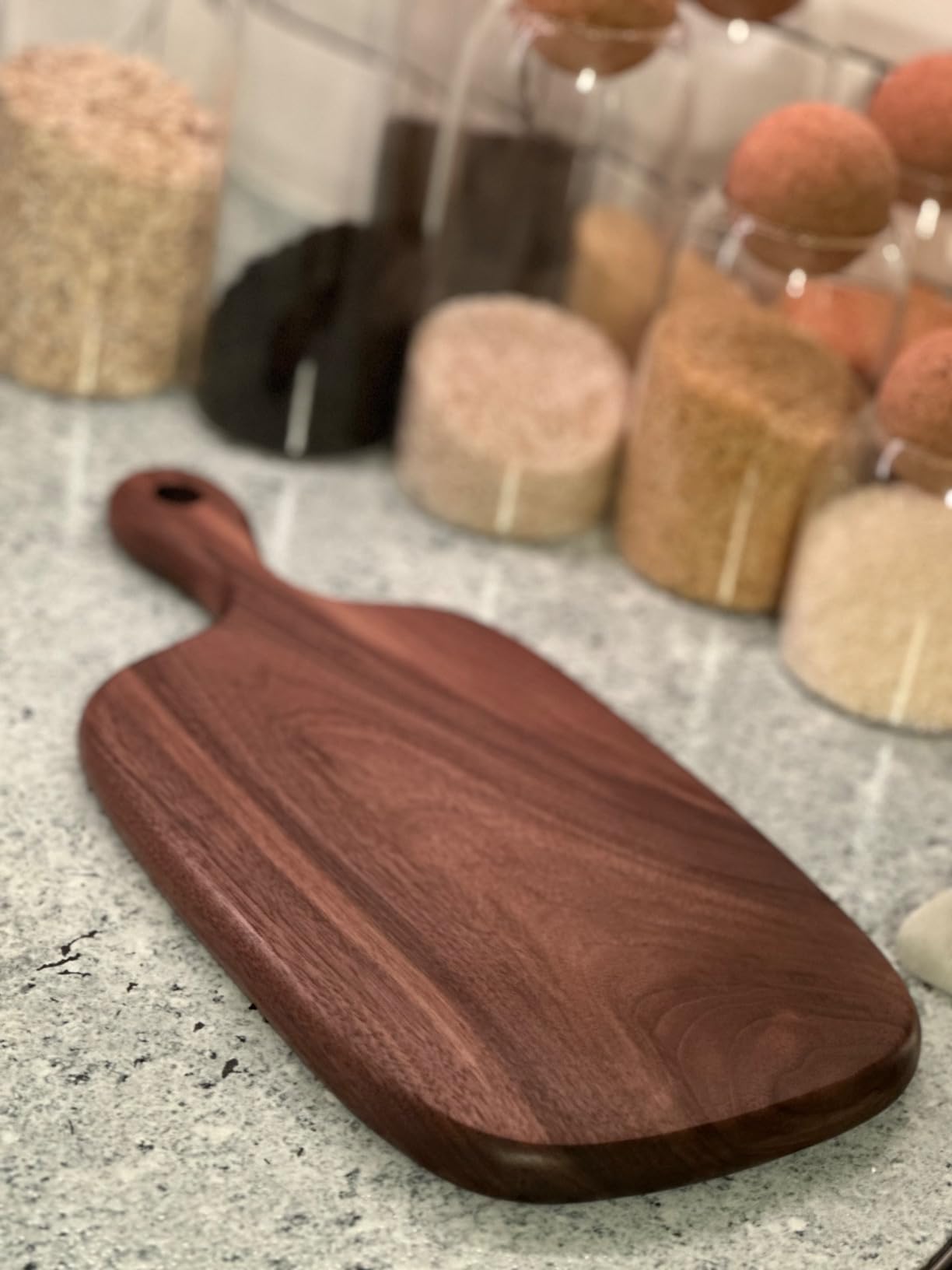 Muso Wood Walnut Cutting Board for Kitchen, Wooden Chopping Board with Handle to Hang, Square Bread Pizza Cheese Board, Charcuterie Board Used for Serving Platter 15.7x9.8 inch customer photo 2