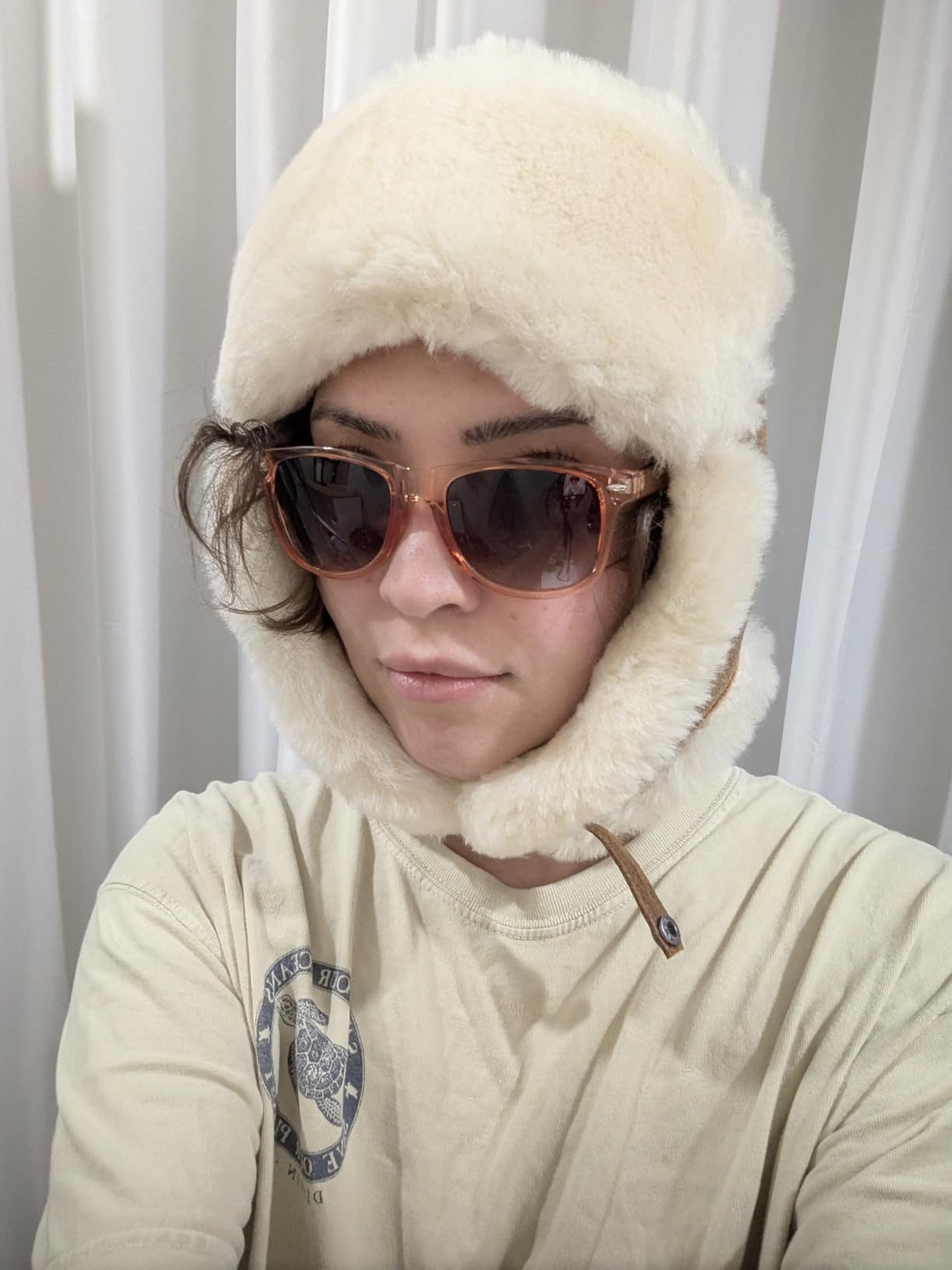 Ushanka Aviator Trapper Leather Hat - Men Women Sheepskin Fur Russian Soviet Earflaps, Warm Outdoor Winter Hat customer photo 1