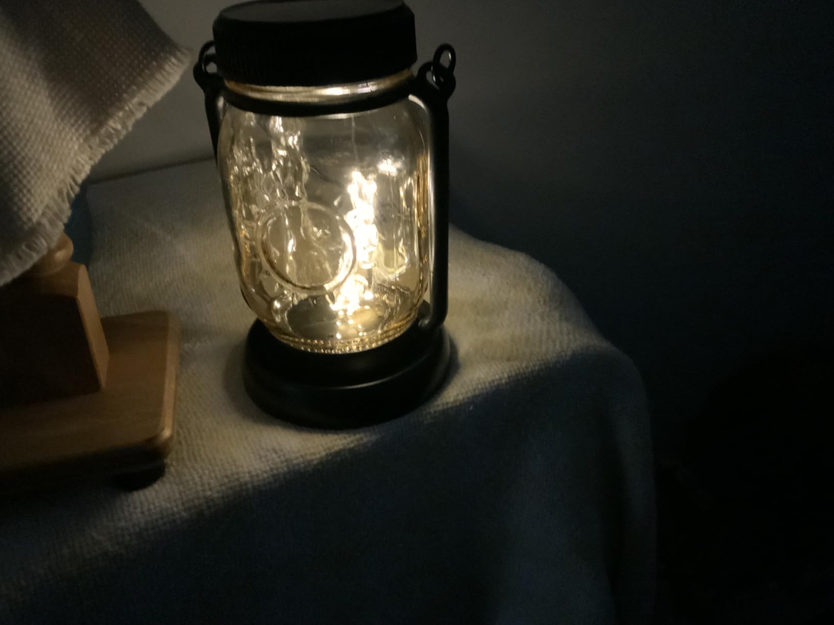 Mlambert 4 Pack Solar Hanging Lantern with Stakes, Outdoor Waterproof Solar Mason Jar Fairy String Lights Decorative Vintage Glass Lamp - Warm White customer photo 2