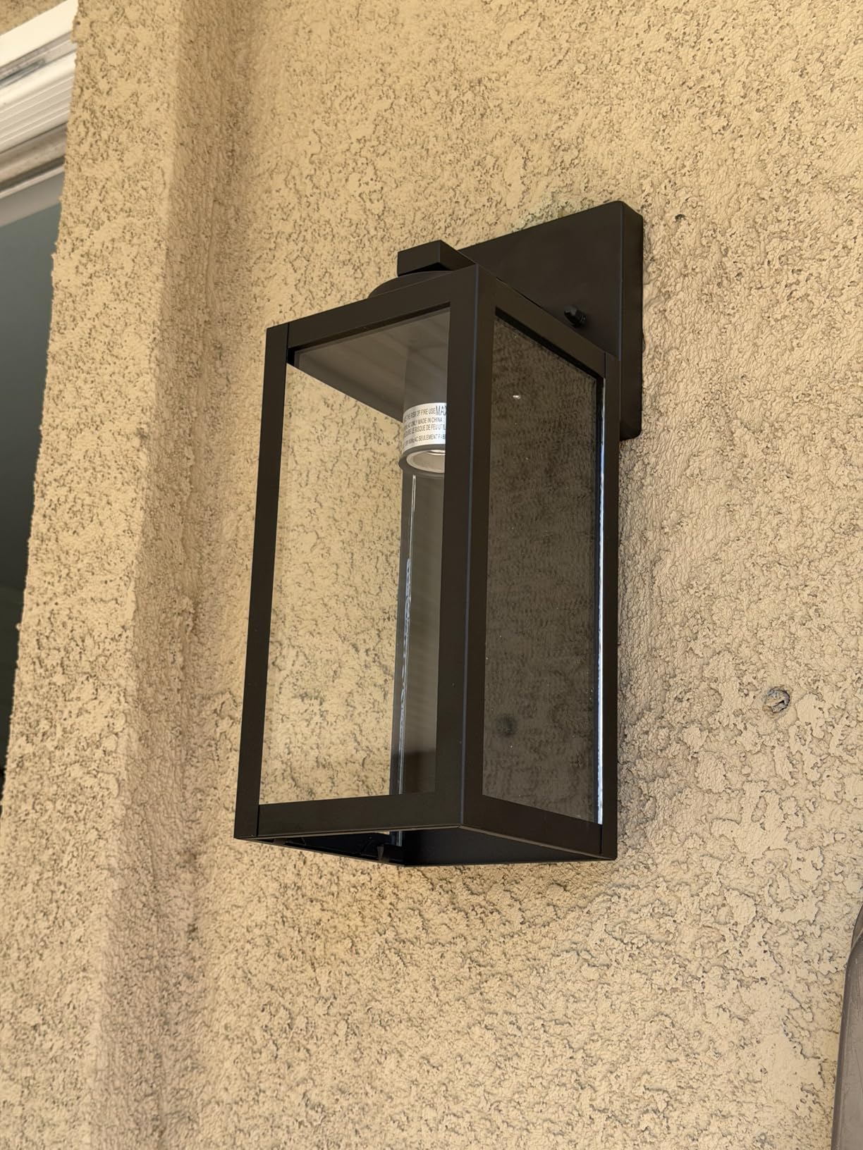 Outdoor Wall Light Fixtures, Exterior Waterproof Wall Lanterns, Porch Sconces Lighting with E26 Sockets & Glass Shades, Modern Matte Black Outside Lights for Patio Front Door Entryway Garage, 2-Pack customer photo 2