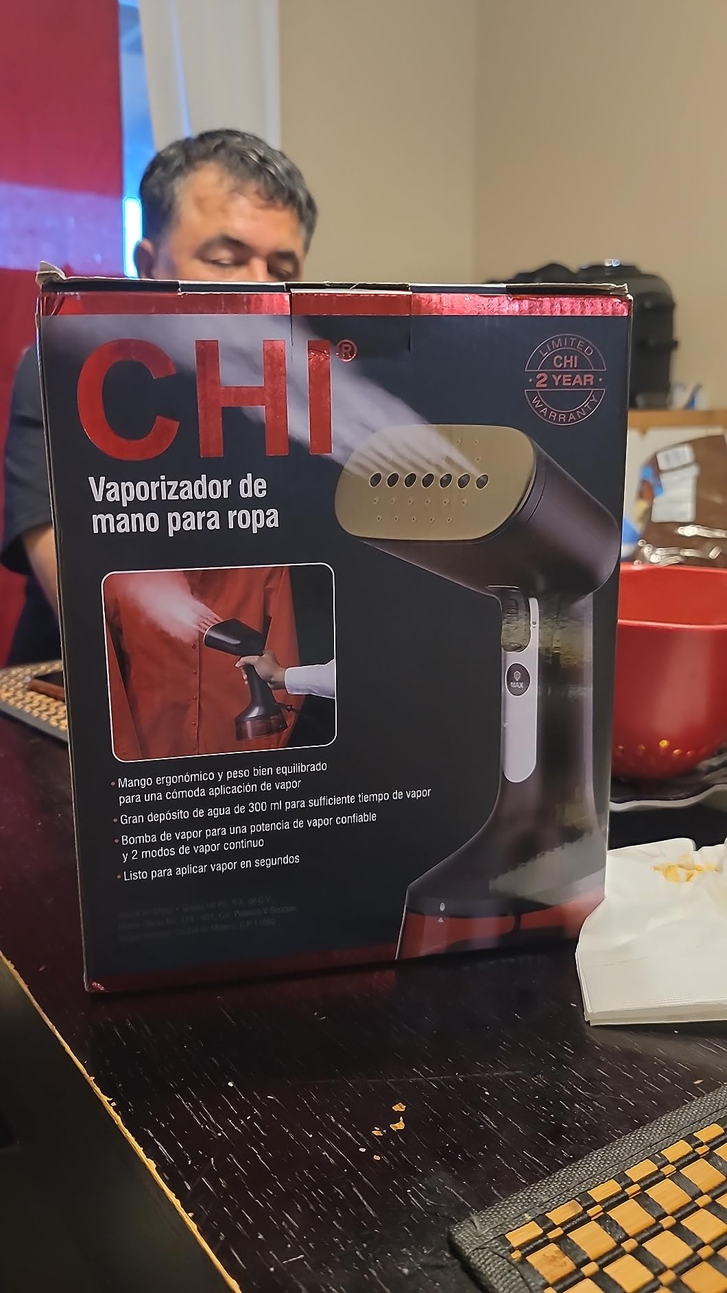 CHI Handheld Garment Steamer for Clothes, Fabric Brush, Large 300 ml Water Tank, 2 Steam Modes, Ergonomic Handle, Portable Steamer for Clothes, 10' Cord, (11590) customer photo 1
