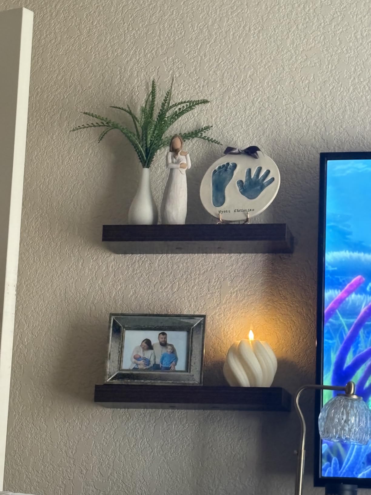 Sorbus Floating Shelves for Wall - 16 Inch Floating Shelf for Kitchen, Bedroom, Living Room, Bathroom, Home & Wall Decor - Mounted Bathroom Shelves with Invisible Brackets (Black, 3 Pack) customer photo 1