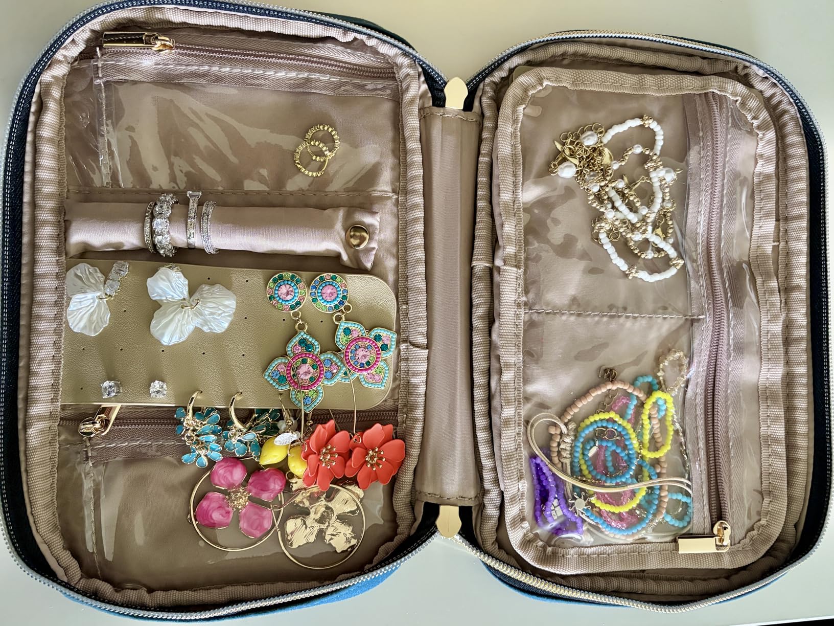 NISHEL Travel Jewelry Case, Holiday Organizer for Necklaces, Earrings, Rings, Bracelets, Watch, Black customer photo 1