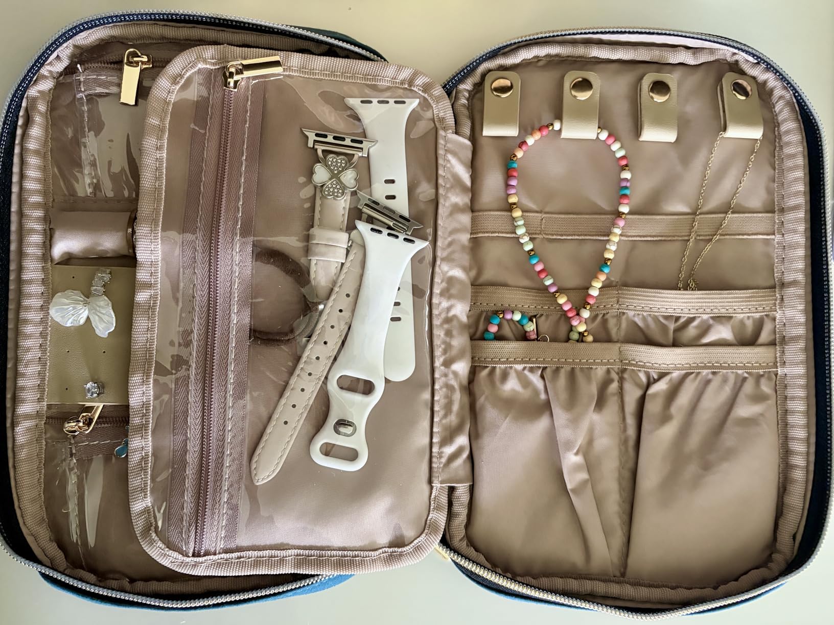NISHEL Travel Jewelry Case, Holiday Organizer for Necklaces, Earrings, Rings, Bracelets, Watch, Black customer photo 2