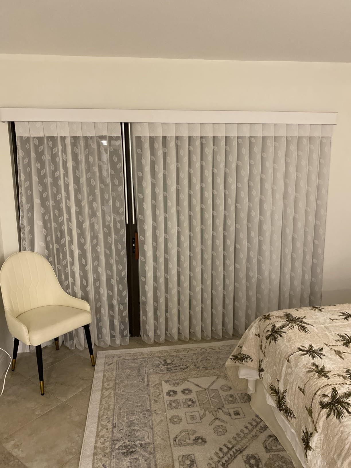 Graywind Manual Sheer Vertical Blinds Custom Size Adjust Light Fabric Sheer Free Wand Control Privacy Light Filtering Track Slats Set for Patio Sliding Glass Door Large Window (Wave White) customer photo 2