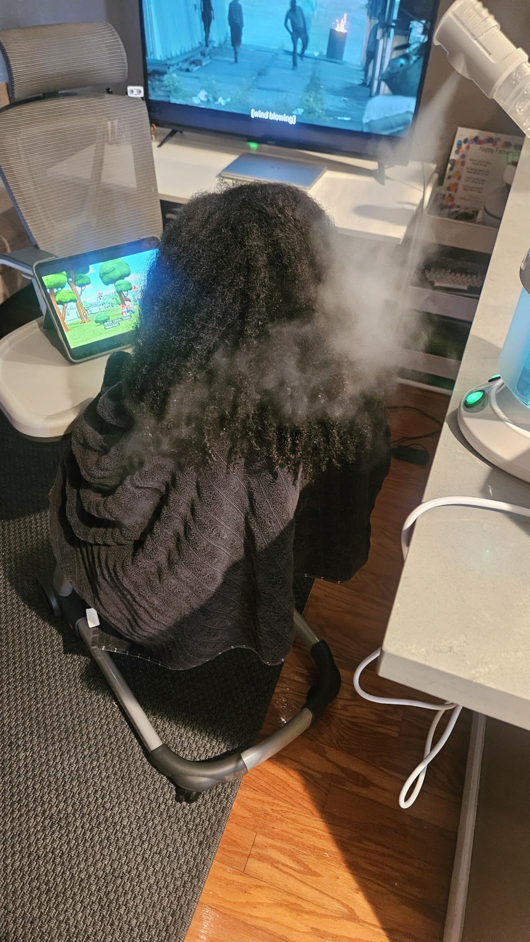 Facial Steamer - Ozone Steamer with 360 Deg Rotatable Arm - 40 Min Steam Time - Humidifier - Unclogs Pores - Blackheads - Portable Facial Steamer for Personal Care Use at Home or Salon, White customer photo 1