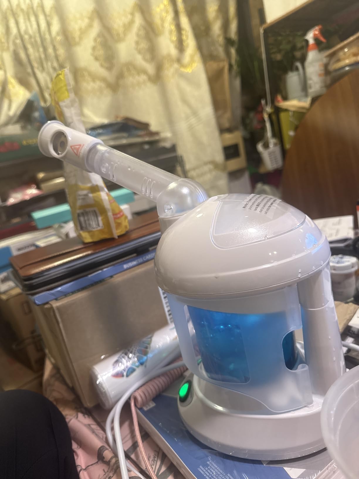 Facial Steamer - Ozone Steamer with 360 Deg Rotatable Arm - 40 Min Steam Time - Humidifier - Unclogs Pores - Blackheads - Portable Facial Steamer for Personal Care Use at Home or Salon, White customer photo 2