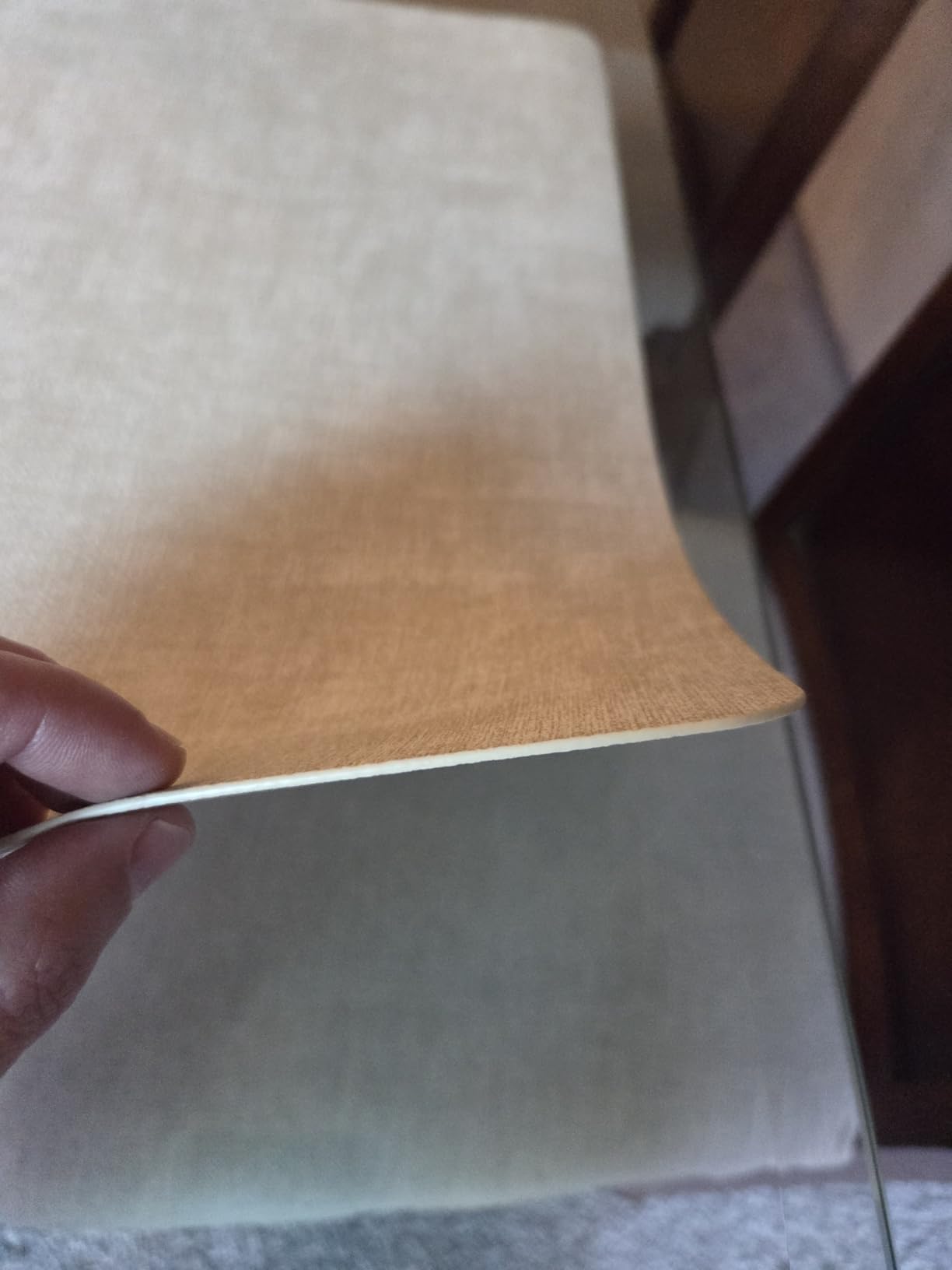 Maxpearl Faux Leather Placemats Set of 6 - Waterproof - Wipe Clean - Heat Resistant - Anti Slip Dining Table Place Mats, Suitable for Indoor & Outdoor Use, 17'' x 12'', Beige customer photo 2