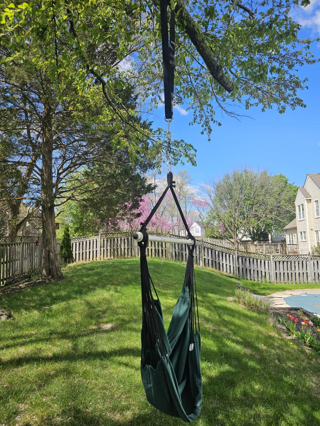 Highwild Hammock Chair Hanging Rope Swing - Max 500 Lbs - 2 Cushions Included - Steel Spreader Bar with Anti-Slip Rings - for Any Indoor or Outdoor Spaces customer photo 2