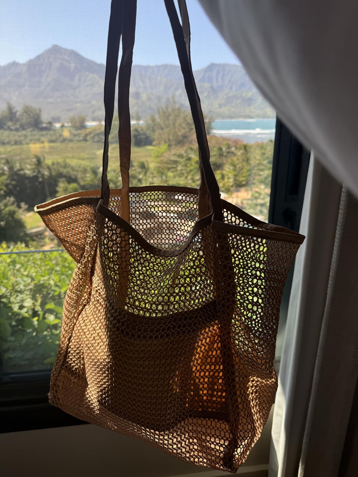 KALIDI Beach Nylon Mesh Tote Bag, Casual Tote Bag Hobo Women Foldable MAX 23L Shoulder Bag For Beach Picnic Vacation customer photo 1