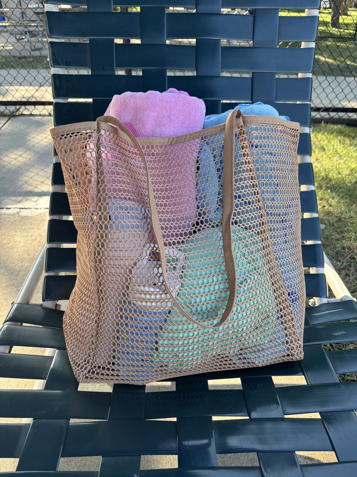 KALIDI Beach Nylon Mesh Tote Bag, Casual Tote Bag Hobo Women Foldable MAX 23L Shoulder Bag For Beach Picnic Vacation customer photo 2
