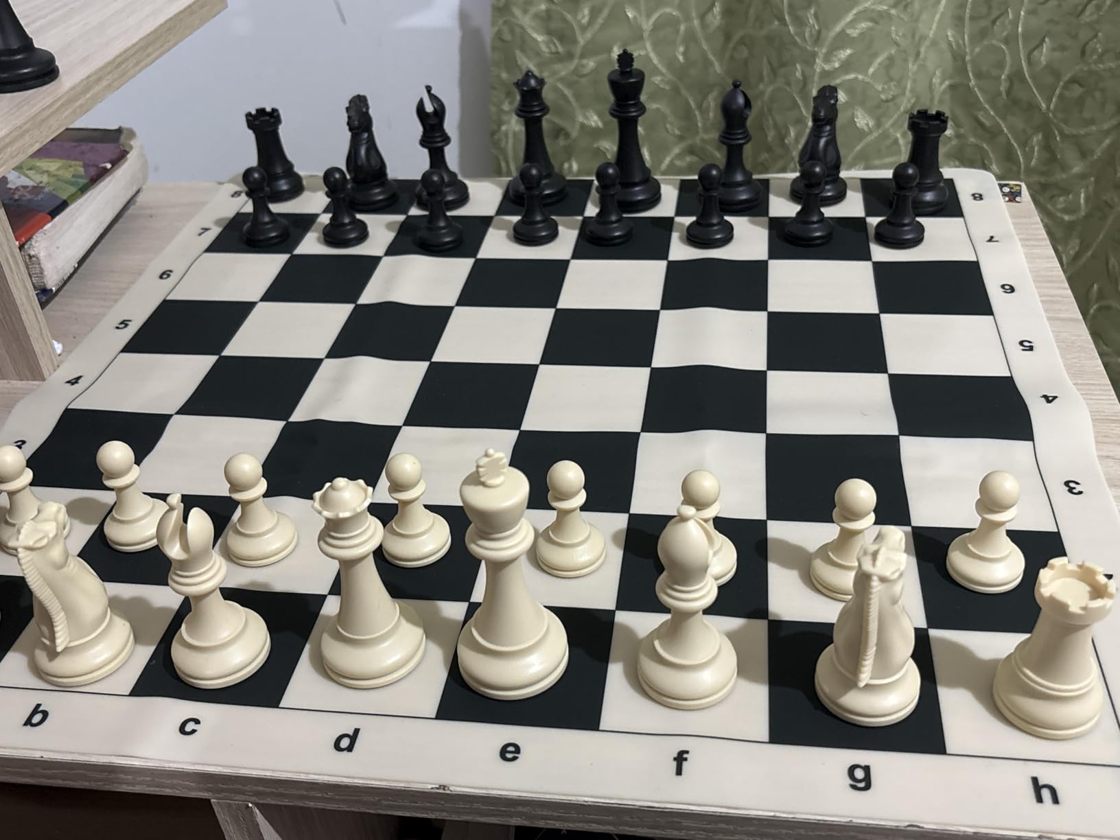 A&A Tournament Chess Set/ 20''x20'' Foldable Silicone Chess Board / 3.75'' King Height Plastic Quadruple Weighted Classic Staunton Pieces/Storage Bag customer photo 2