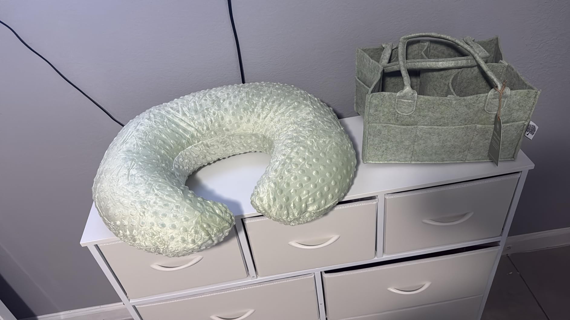 Baby Nursing Pillow and Body Positioner with Premium Slipcover for Breastfeeding for Baby Boys and Girls, Feeding Pillow with Breathable Comfortable Pillowcase (Green) customer photo 2