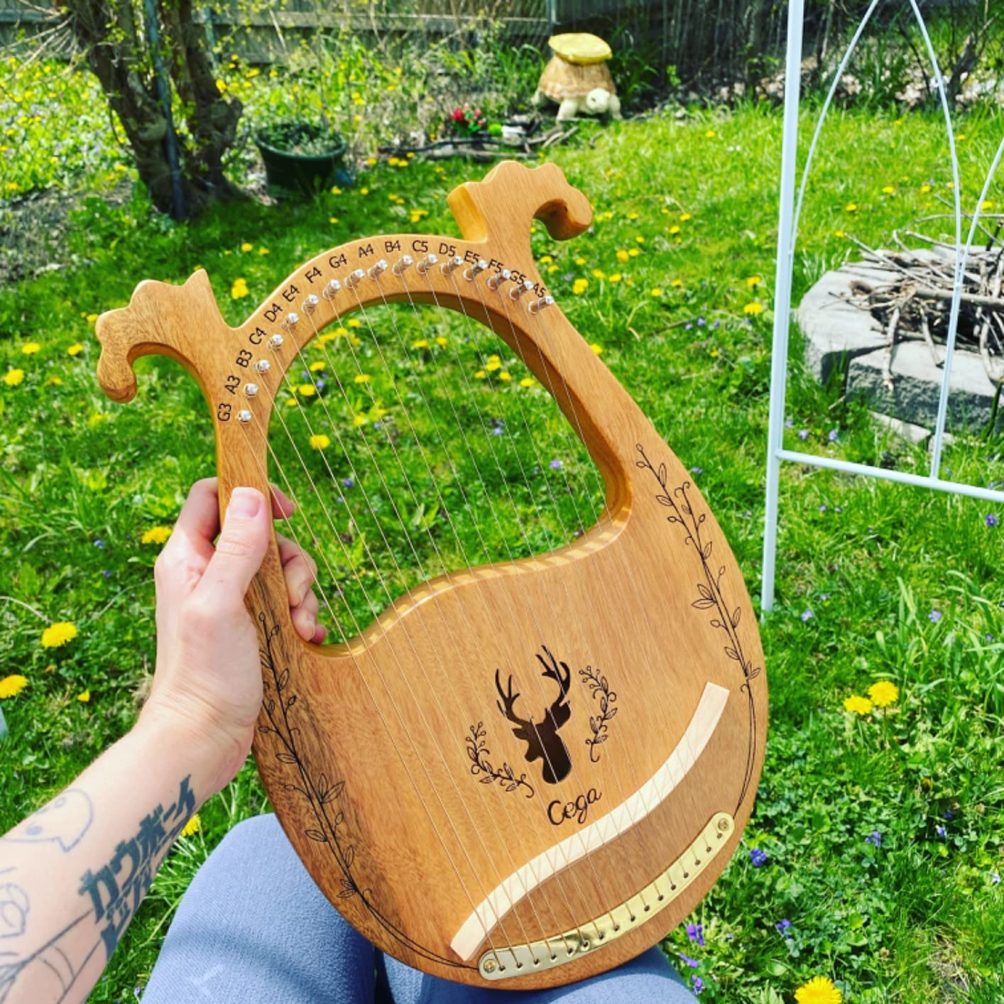 Lyre Harp, 16 Strings Mahogany Acoustic Harp with Extra Strings, Picks, Tuning Lever, Black Gig Bag, Beginner's Manual for Lyre customer photo 1