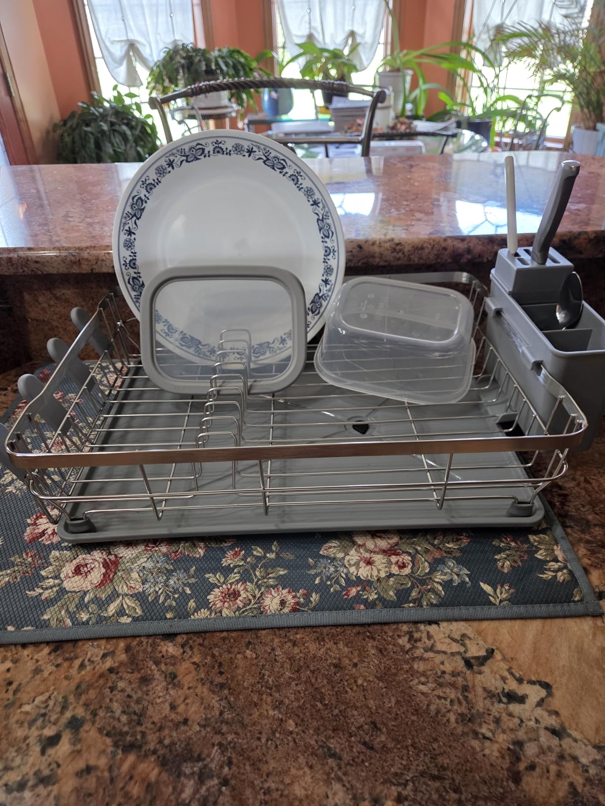 MOUKABAL Dish Drying Rack, Dish Rack, Stainless Steel Dish Racks for Kitchen Counter, Dish Drainer with Removable Utensil Holder, Drainboard (Black,13''W x 17''L) customer photo 2