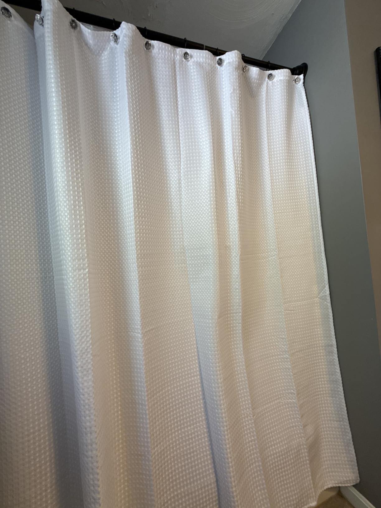 GORILLA GRIP Textured Shower Curtain, Thick Weighted Fabric, Wrinkle and Rust Resistant, Hotel Quality Design, Heavy Duty Curtains for Bathroom Showers, Bath Tubs, Machine Wash, 72x72, White customer photo 2