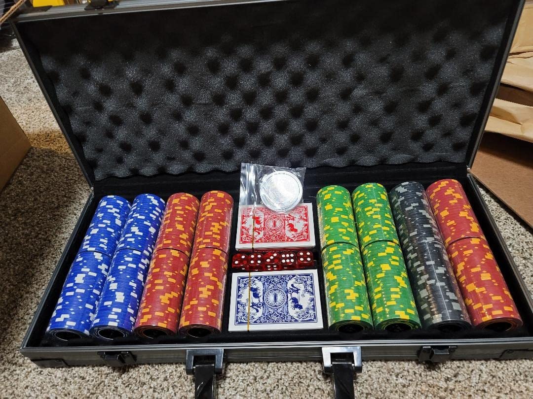 Comie Poker Chips,500PCS Poker Chip Set with Aluminum Travel Case,11.5 Gram Poker Set for Texas Hold'em Blackjack Gambling customer photo 1