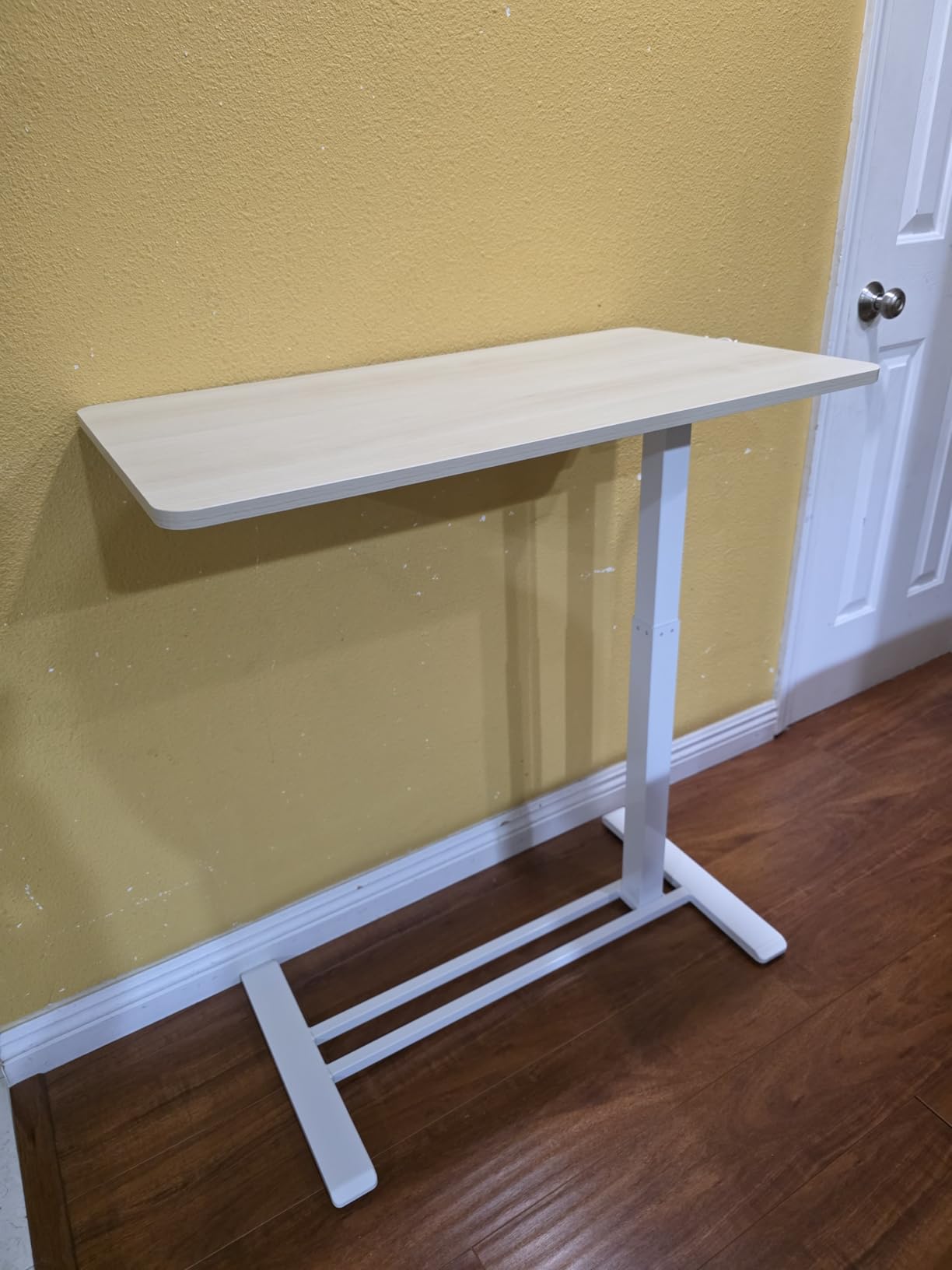 FLEXISPOT H7 Adjustable Overbed Bedside Table with Wheels Pneumatic Mobile Standing Desk Laptop Desk Rolling Computer Cart Movable Overbed Table Hospital Home Use (27.6