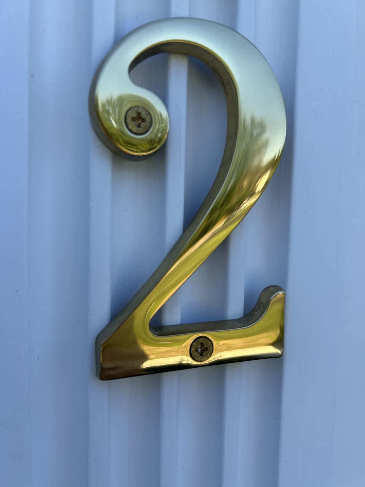 HASWARE House Number Sign 4 inch (10 cm) Polished Brass Finish Stylish Curvy Modern Door Numbers Signage Plaque Street Home Address Numerals(0, Brass) customer photo 2