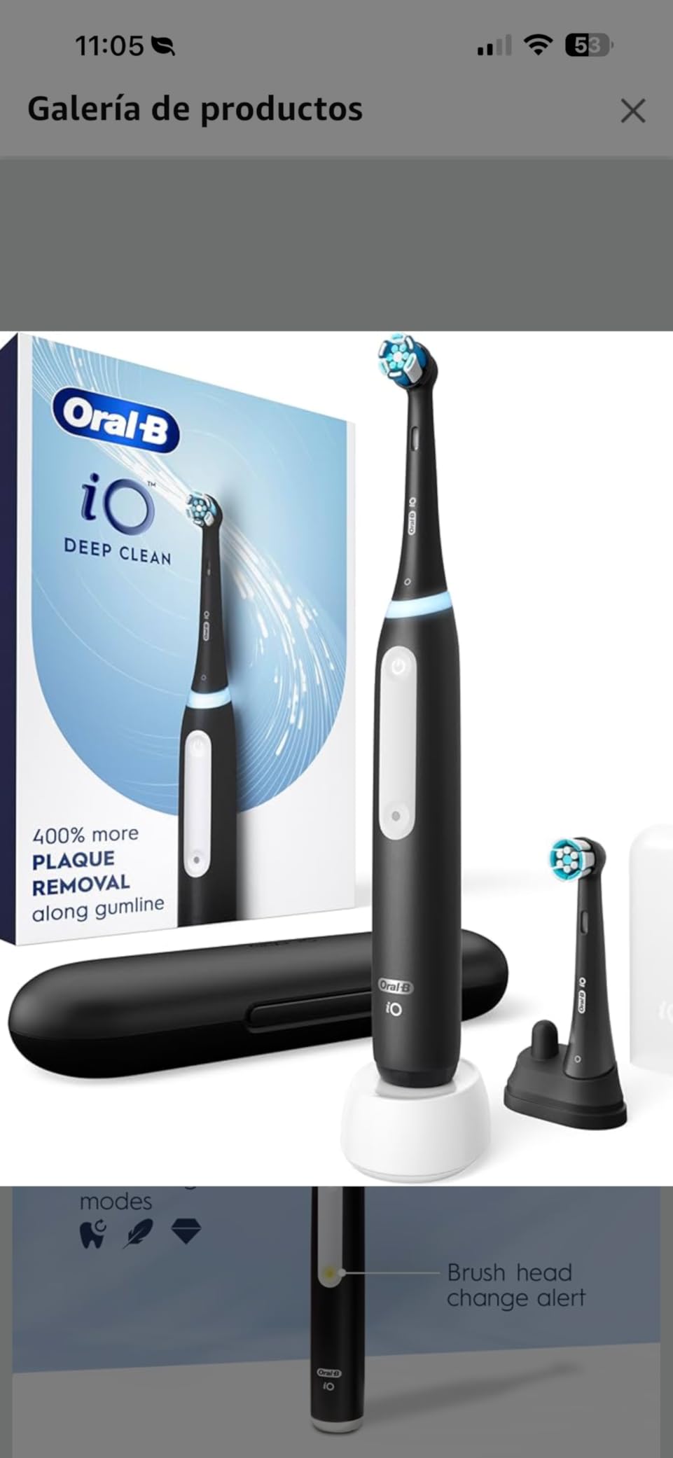 Oral-B iO3 Limited Deep Clean Rechargeable Electric Toothbrush, 3 Cleaning Modes, Visual Pressure Sensor, 2 Brush Heads, Travel Case, White customer photo 1