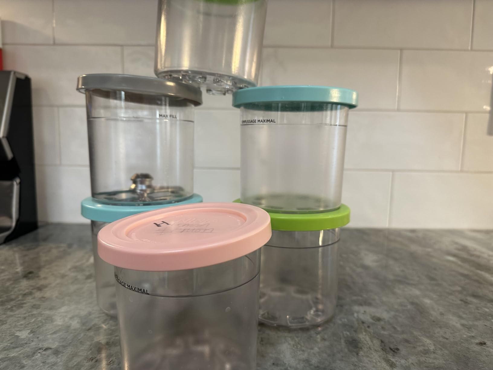 Ninja® CREAMi® Original Pints 2 Pack, Compatible with NC299AMZ & NC300s Series CREAMi® Ice Cream Makers, BPA-Free & Dishwasher Safe, Color Lids, 1 Pint Each, Clear/Lime/Aqua, XSKPLID2CD customer photo 1