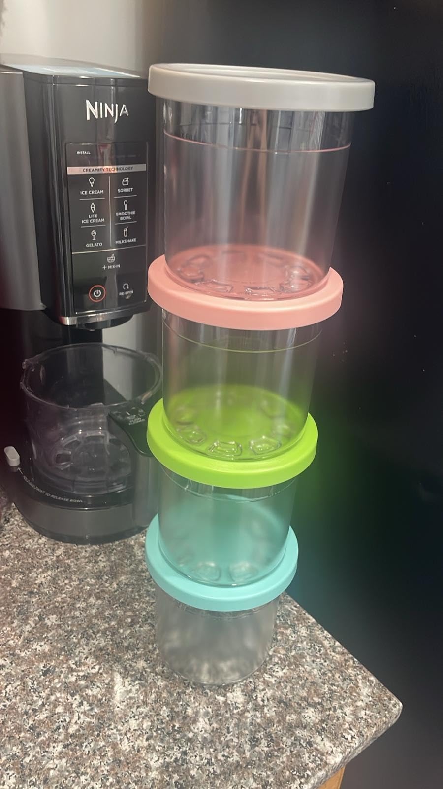 Ninja® CREAMi® Original Pints 2 Pack, Compatible with NC299AMZ & NC300s Series CREAMi® Ice Cream Makers, BPA-Free & Dishwasher Safe, Color Lids, 1 Pint Each, Clear/Lime/Aqua, XSKPLID2CD customer photo 2