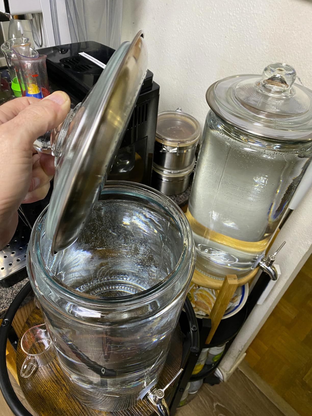 2 Gallon Beverage Serveware with Stainless Steel Spigot + Marker & Chalkboard 100% Leakproof Glass Drink Dispenser for Parties customer photo 2