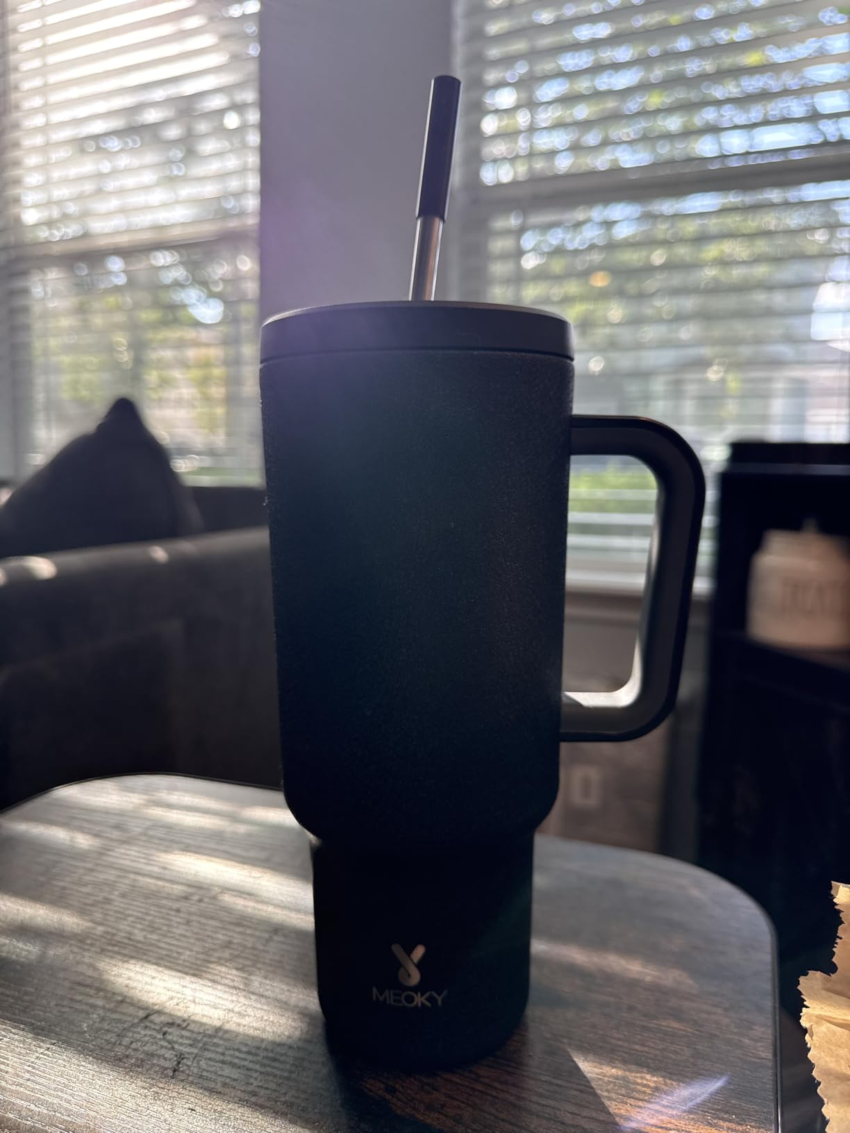 Meoky 40oz Tumbler with Handle, Leak-proof Lid and Straw, Insulated Coffee Mug Stainless Steel Travel Mug, Keeps Cold for 34 Hours or Hot for 10 Hours (Night) customer photo 1